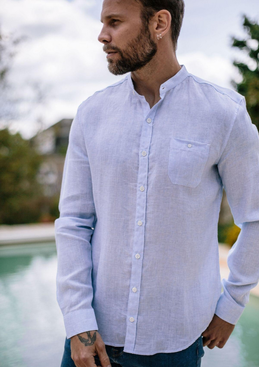18pe-chemise-homme-bleu-ciel-carreaux-en-lin-col-mao-montlilin-4