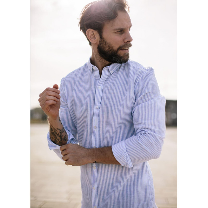 21pe-chemise-homme-centre-lin-bleu-rayures-lin-col-boutonné-1