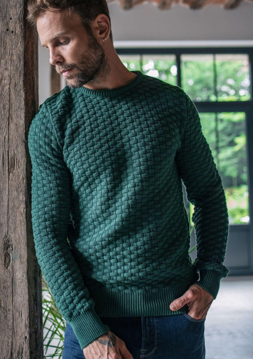 Pull damier Vert