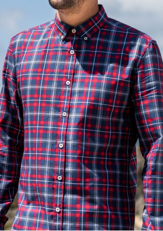 19ah-chemise-homme-centre-bourg-marine-carreaux-rouge-col-boutonné-2