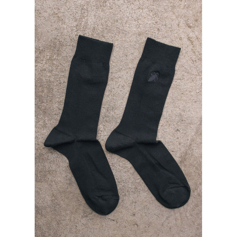 Chaussettes Noires pour hommes Coton Bio Made in France • Pack de 4 paires  • Camilliano