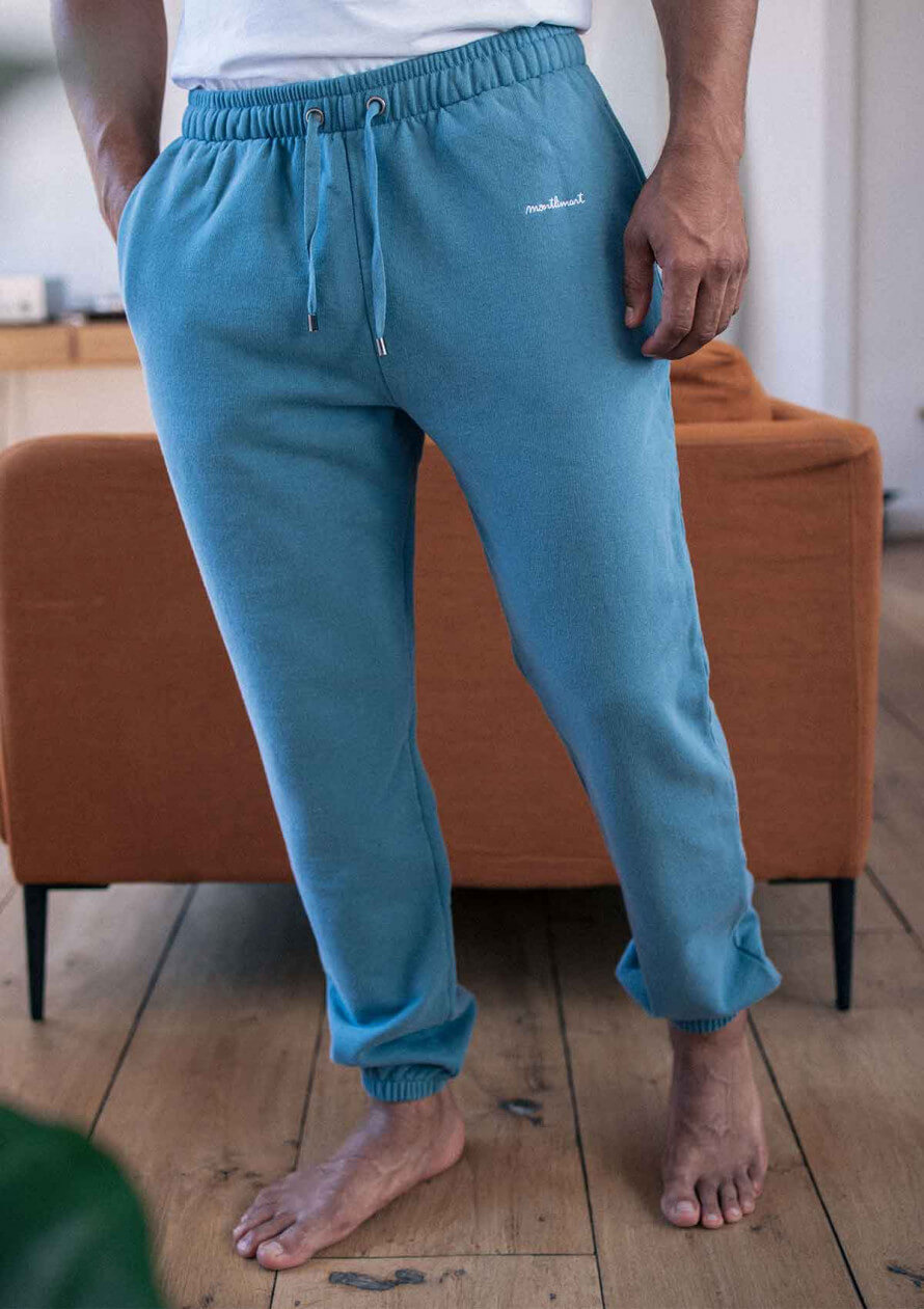 Pantalon jogging MOELLEUX bleu clair coton bio et recyclé - Montlimart