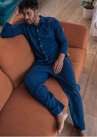Pyjama homme coton bio bleu