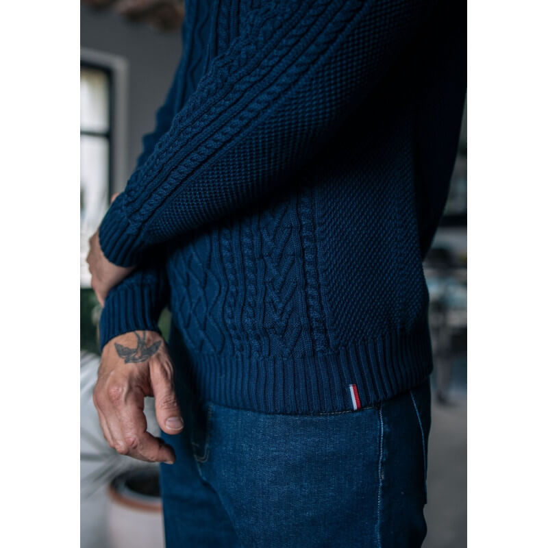 Pull À Maille Fine - Coton Bio Bleu Chiné Homme | Pulls, Gilets C&A • Finn  Ouest