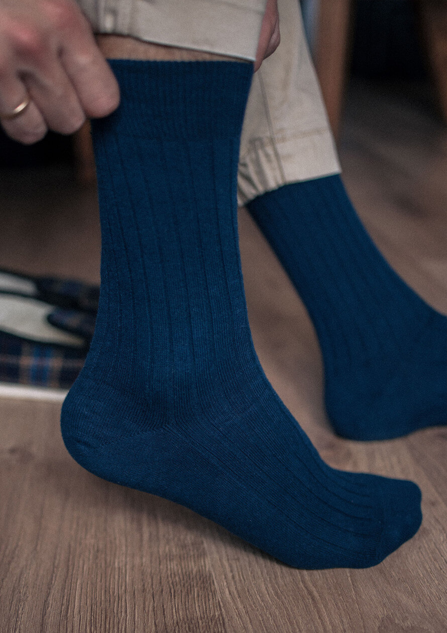 Chaussettes Laine Intérieur Coton Gris flanelle - Chaussettes homme  fabriquées en France - Bleuforêt