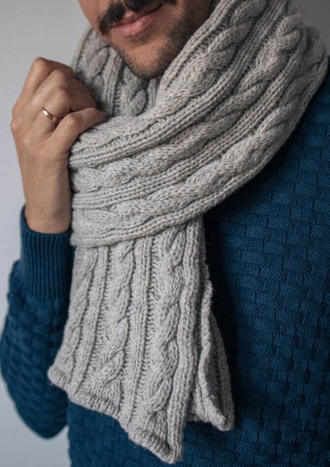 22ah-écharpe-homme-torsade-gris-clair-recyclé-made-in-france-2