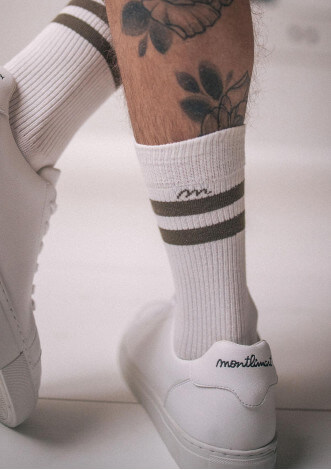 Chaussettes sportswear homme TENNIS kaki made in France coton