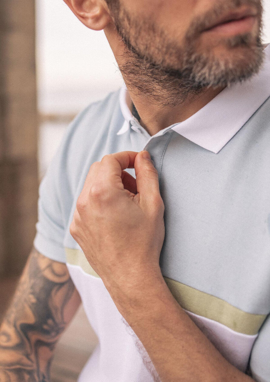23pe-polo-homme-methode-bleu-clair-écru-coton-bio-recyclé-2