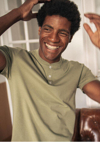 T-shirt henley IDEAL vert coton biologique - MONTLIMART