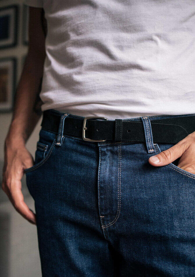 Ceinture homme KILOMETRE noir made in France en cuir - Montlimart