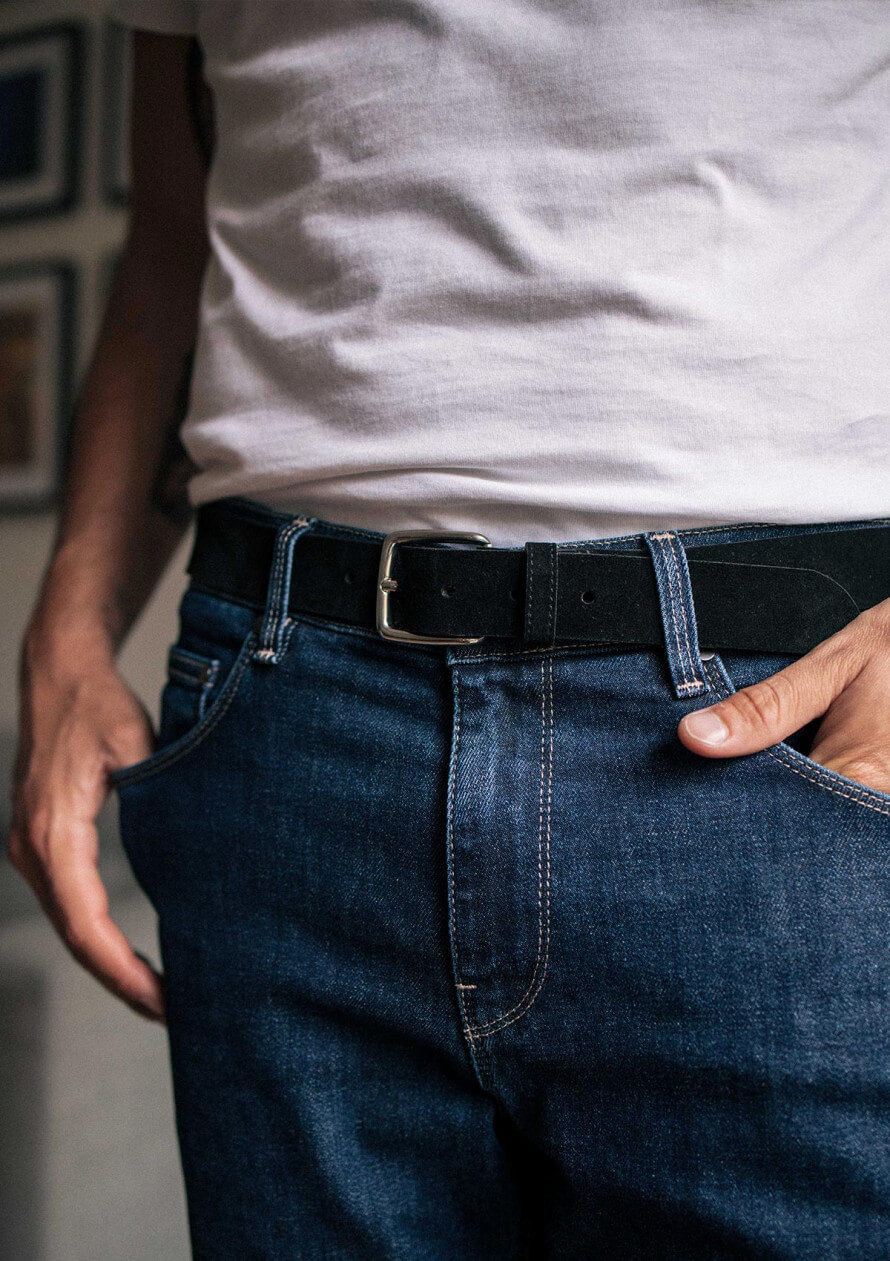 Ceinture en cuir noir homme