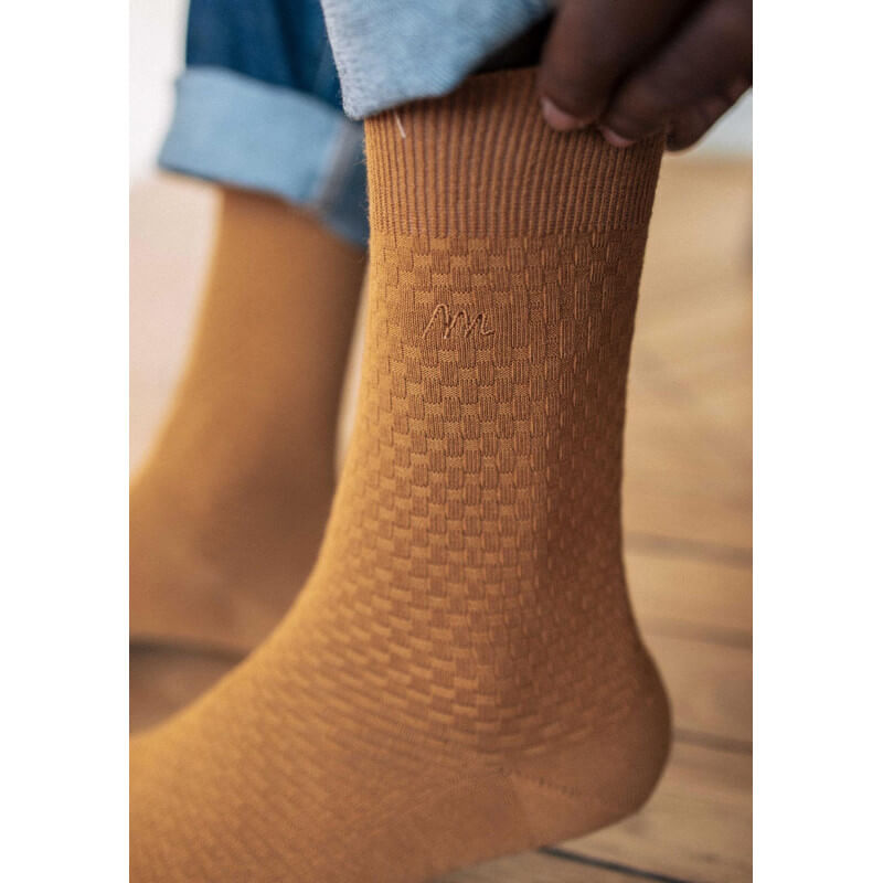 CHAUSSETTES ALVEOLE OCRE