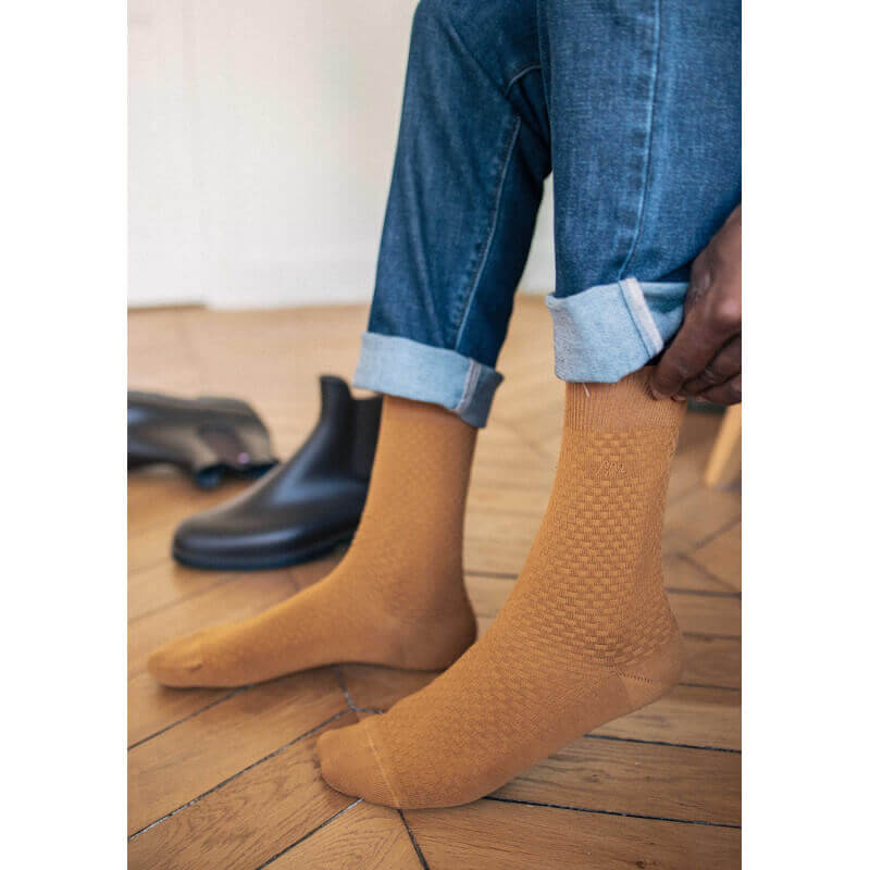 CHAUSSETTES ALVEOLE OCRE