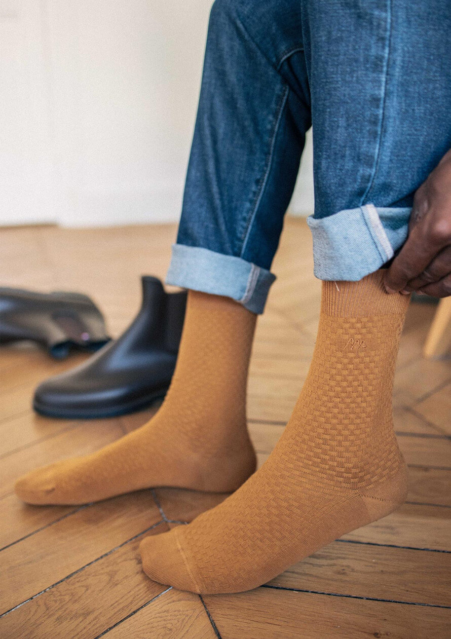 CHAUSSETTES ALVEOLE OCRE