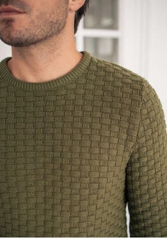 Pull à col rond Damier Stitch - Prêt-à-porter de luxe, Homme 1AA4MC