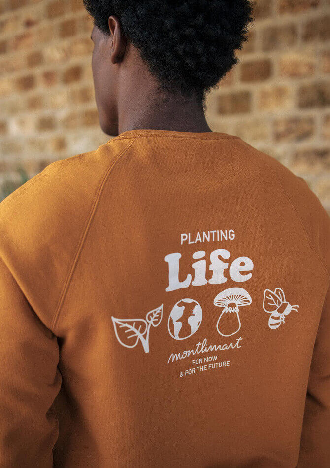 Sweat à message homme BIODIVERSITÉ moutarde coton bio - MONTLIMART