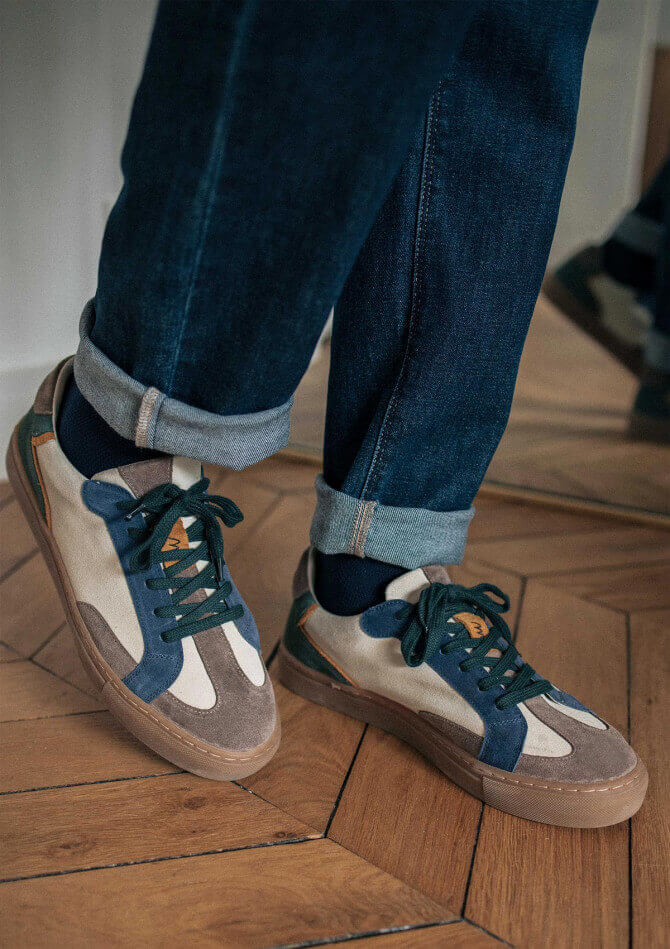 Sneakers homme ETAPE tricolore en cuir - MONTLIMART