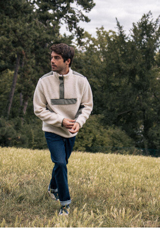 Pull polaire bi-matière homme BOREAL recyclé - MONTLIMART