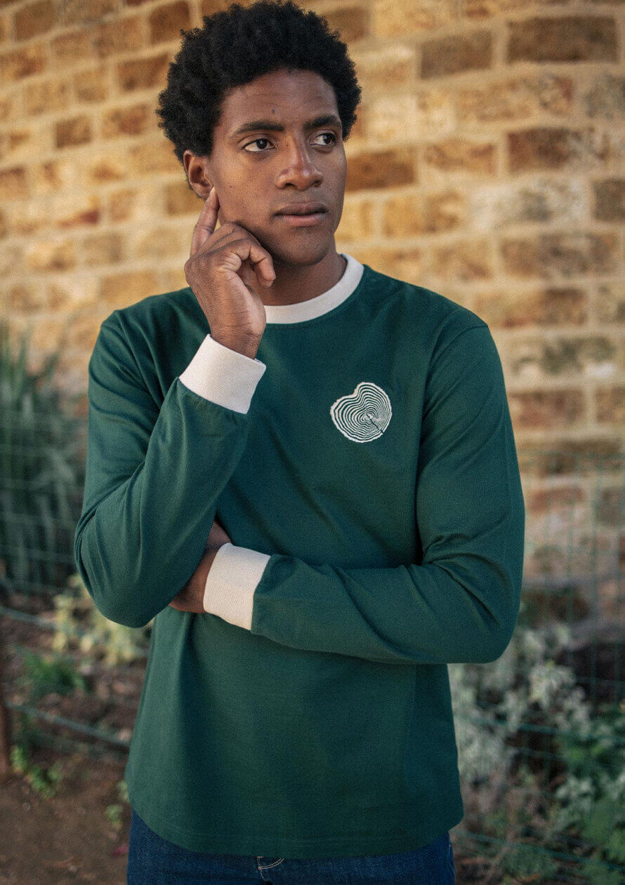 T-shirt brodé ÉCORCE vert coton bio - MONTLIMART