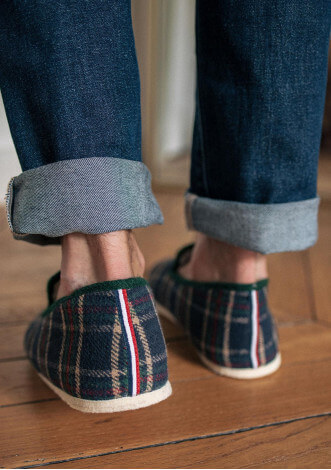 Chaussons recyclés MARTIN tartan vert made in France - MONTLIMART