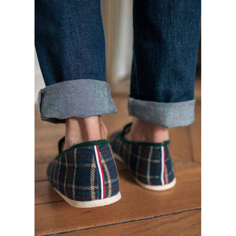 Chaussons recyclés MARTIN tartan vert made in France - MONTLIMART
