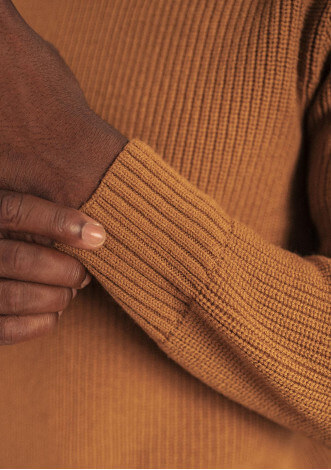 Pull homme SAISON moutarde en laine mérinos made in France - MONTLIMART