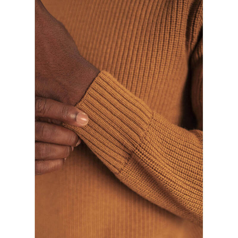 Pull homme SAISON moutarde en laine mérinos made in France - MONTLIMART Pull homme SAISON moutarde en laine mérinos made in France - MONTLIMART