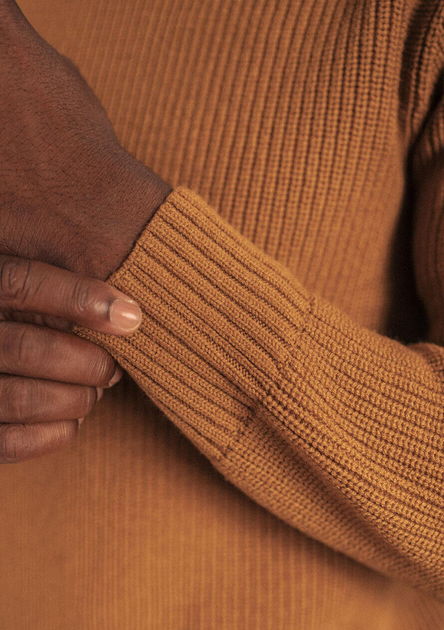 Pull homme SAISON moutarde en laine mérinos made in France - MONTLIMART