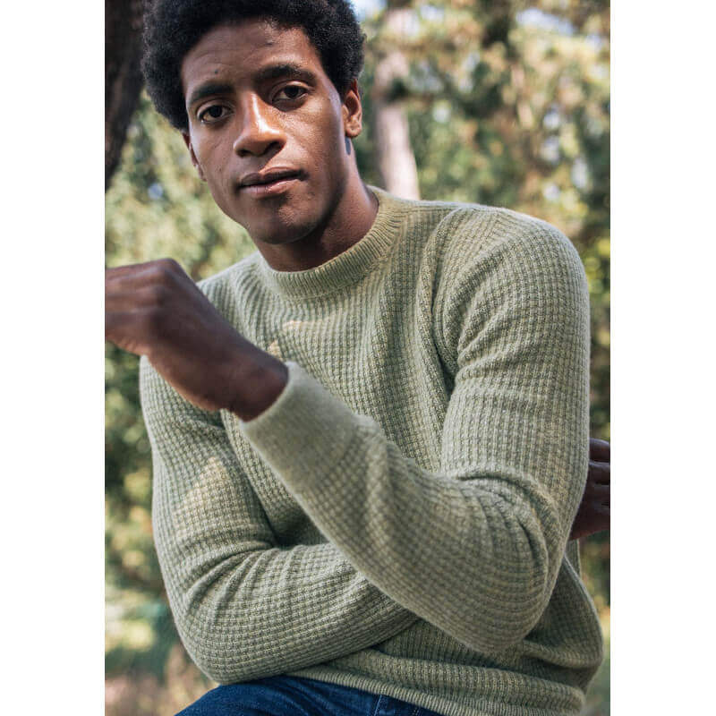 Pull maille recyclé homme ORIGINE vert made in France - MONTLIMART Pull maille recyclé homme ORIGINE vert made in France - MONTLIMART