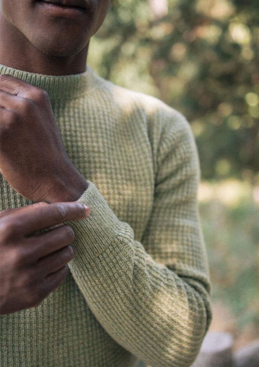 Pull maille recyclé homme ORIGINE vert made in France - MONTLIMART