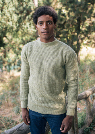 Pull maille recyclé homme ORIGINE vert made in France - MONTLIMART