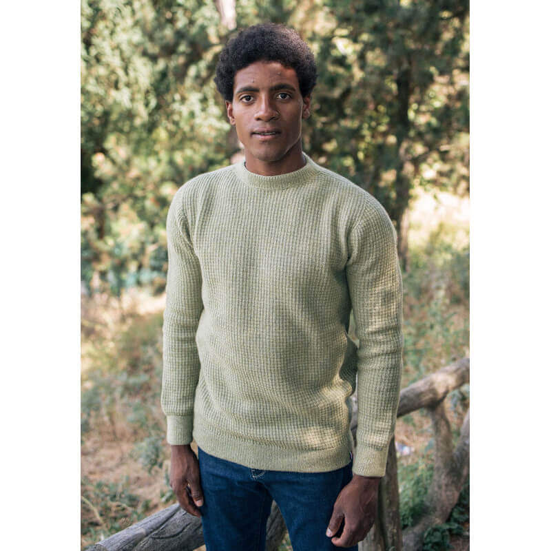Pull maille recyclé homme ORIGINE vert made in France - MONTLIMART Pull maille recyclé homme ORIGINE vert made in France - MONTLIMART