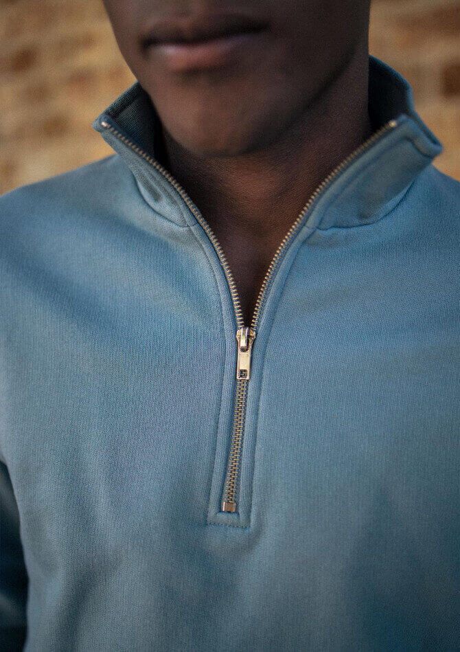 Sweat homme col camionneur UNION bleu en coton bio - MONTLIMART