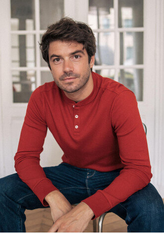 T-shirt henley manches longues homme RESPECT rouge coton bio - MONTLIMART