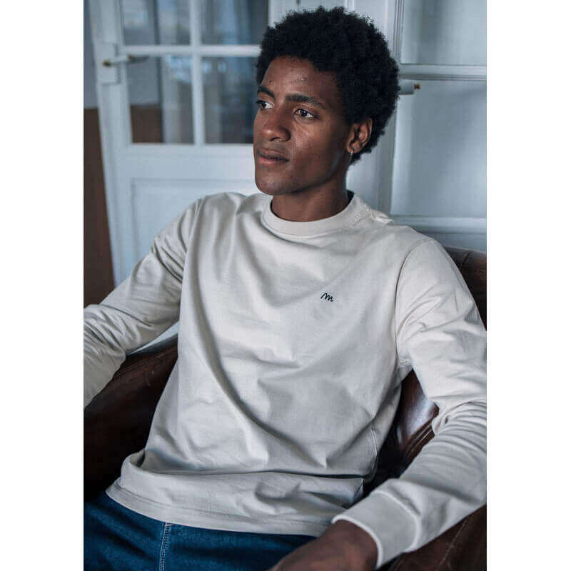 T-shirt brodé SEREIN gris coton bio - MONTLIMART T-shirt brodé SEREIN gris coton bio - MONTLIMART