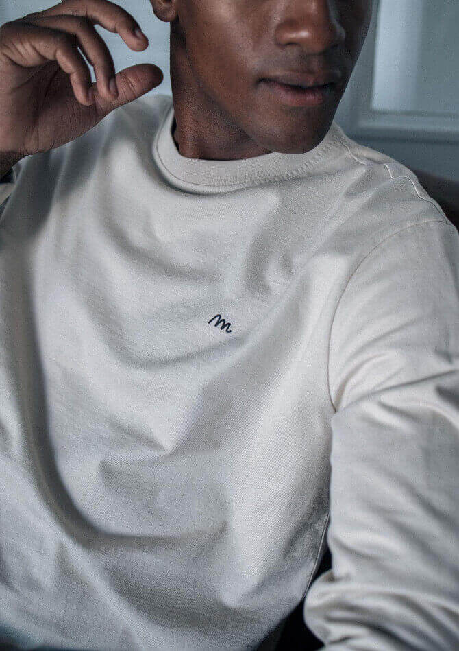 T-shirt brodé SEREIN gris coton bio - MONTLIMART