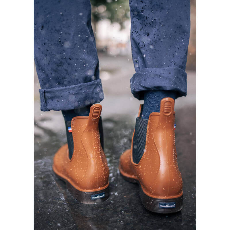 BOOTS MONTPLUIE COGNAC CHEVRONS NOIR