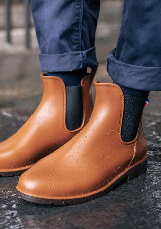 BOOTS MONTPLUIE COGNAC CHEVRONS NOIR