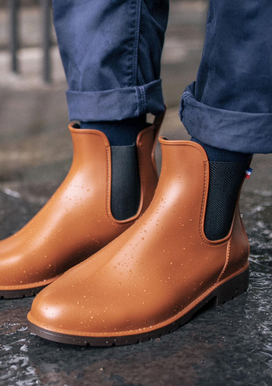 BOOTS MONTPLUIE COGNAC CHEVRONS NOIR