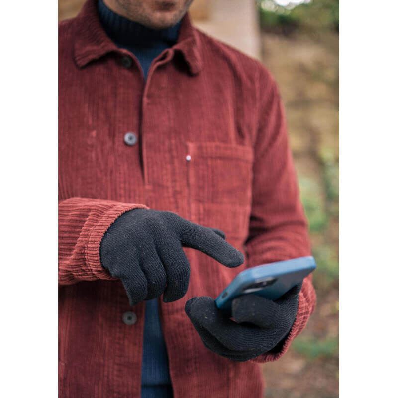 Gant homme tactile PLEYNET noir recyclé made in France - Montlimart Gant homme tactile PLEYNET noir recyclé made in France - Montlimart