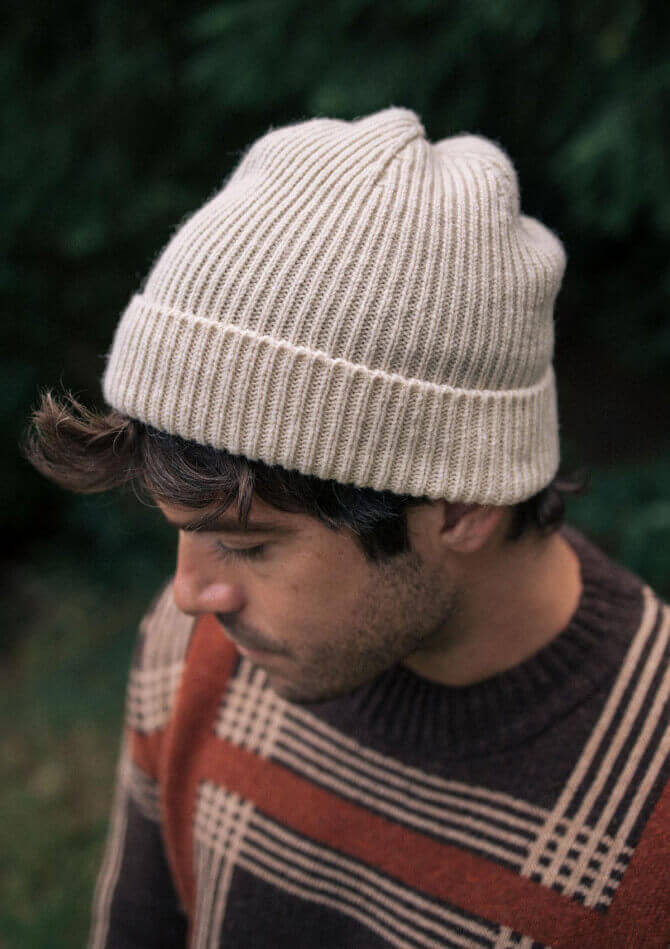 Bonnet mixte PRAPOUTEL écru made in France matière recyclée - MONTLIMART