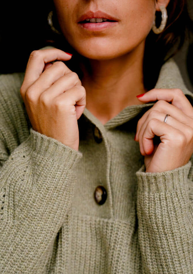 Pull femme recyclé JADE vert made in France - MONTLIMART