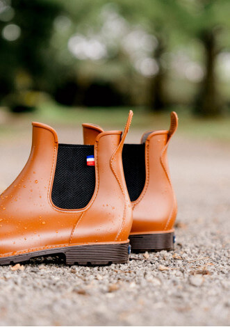 BOOTS MONTPLUIE COGNAC CHEVRONS NOIR