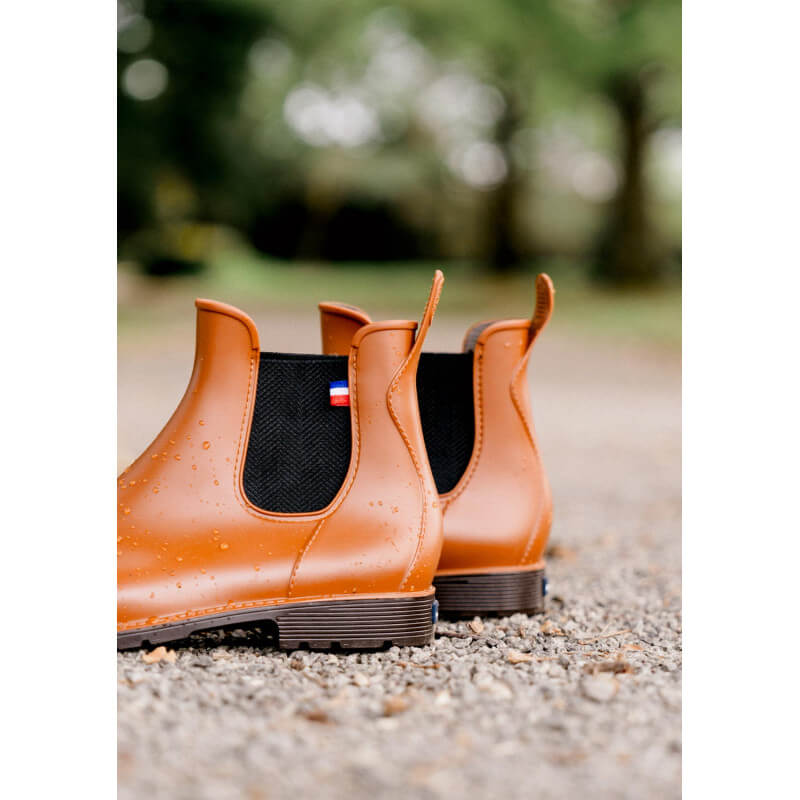 BOOTS MONTPLUIE COGNAC CHEVRONS NOIR