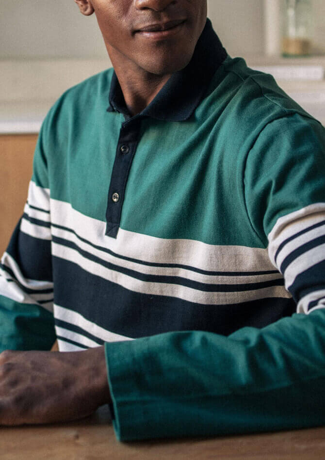 Polo homme tricolore ARBITRE en coton biologique - MONTLIMART