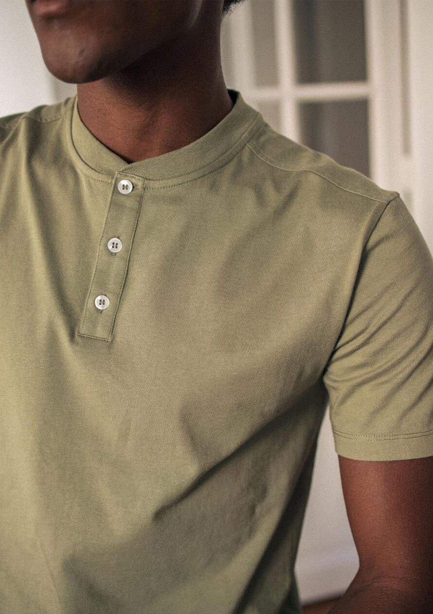 T-shirt henley IDEAL vert coton biologique - MONTLIMART