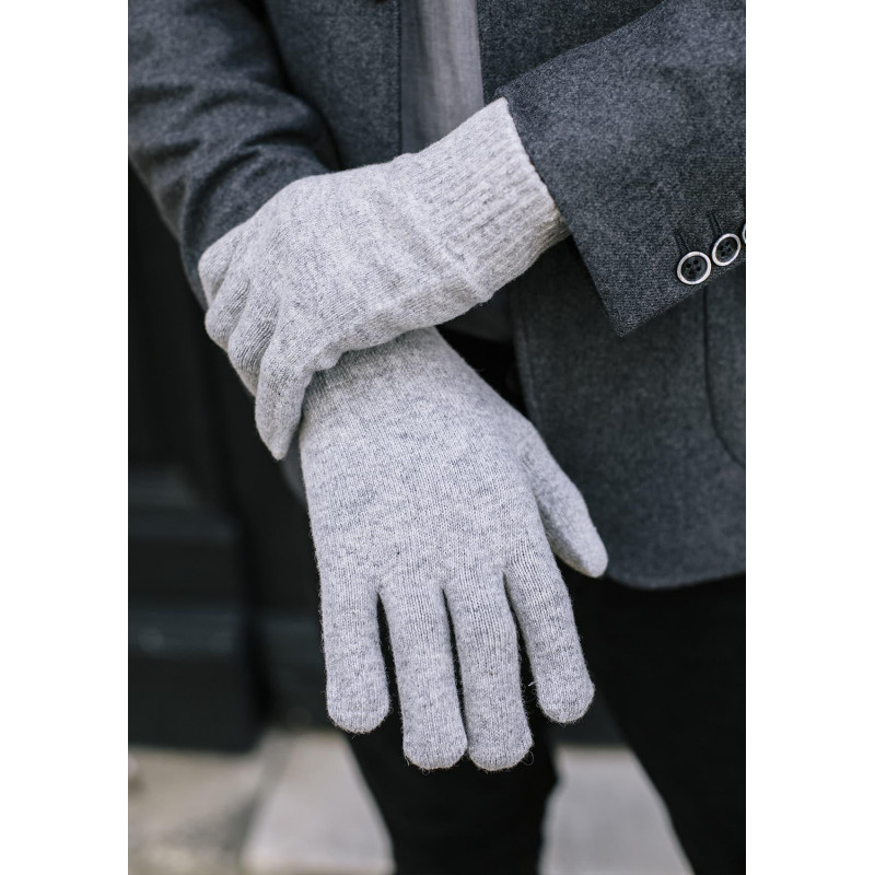 Gant homme tactile PLEYNET gris clair laine recyclée - Montlimart