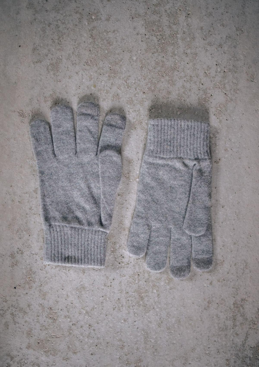 Gants tactile entiers pour homme en laine gris - Falbalas St Junien