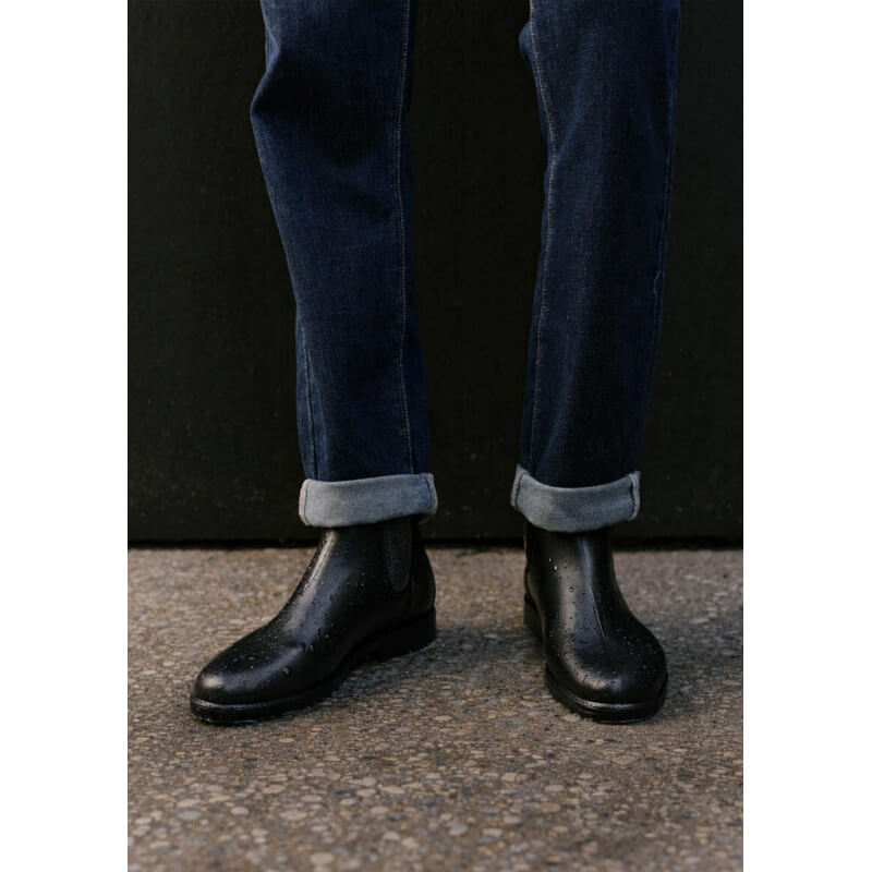 Boots de pluie homme made in France Montpluie noir chevron Montlimart