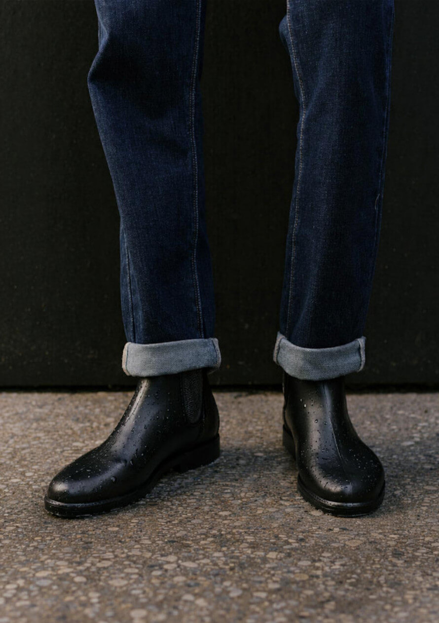 Boots de pluie homme made in France Montpluie noir chevron Montlimart